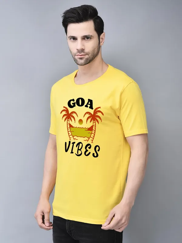 Yellow_Cotton_Printed_Crew_Neck_Half_Sleeve_T-Shirt_For_Men