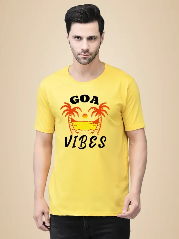 Yellow_Cotton_Printed_Crew_Neck_Half_Sleeve_T-Shirt_For_Men