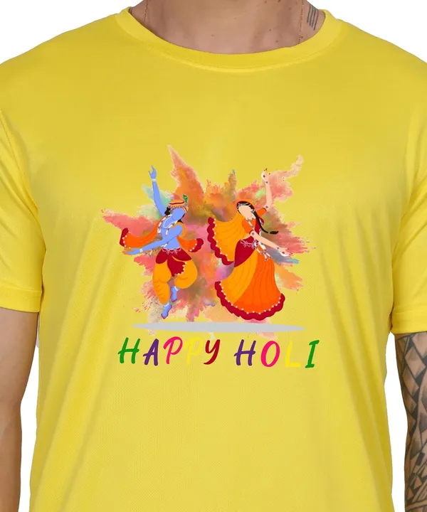 Yellow_Cotton_Printed_Crew_Neck_Half_Sleeve_T-Shirt_For_Men