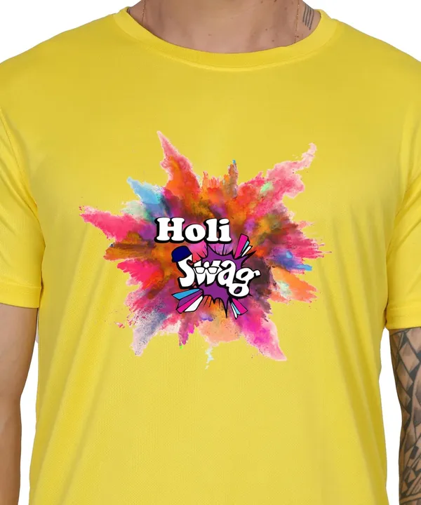 Yellow_Cotton_Printed_Crew_Neck_Half_Sleeve_T-Shirt_For_Men