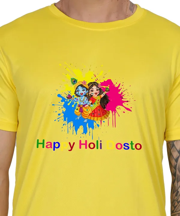 Yellow_Cotton_Printed_Crew_Neck_Half_Sleeve_T-Shirt_For_Men