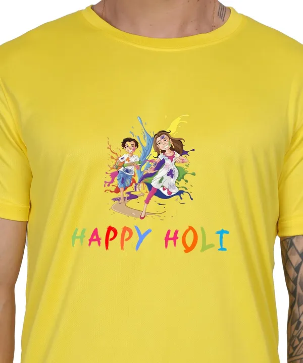 Yellow_Cotton_Printed_Crew_Neck_Half_Sleeve_T-Shirt_For_Men