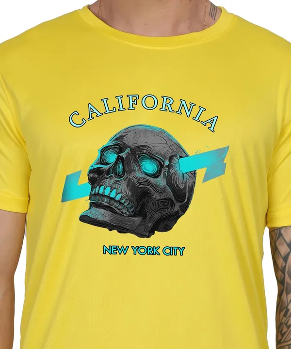 Yellow_Cotton_Printed_Crew_Neck_Half_Sleeve_T-Shirt_For_Men