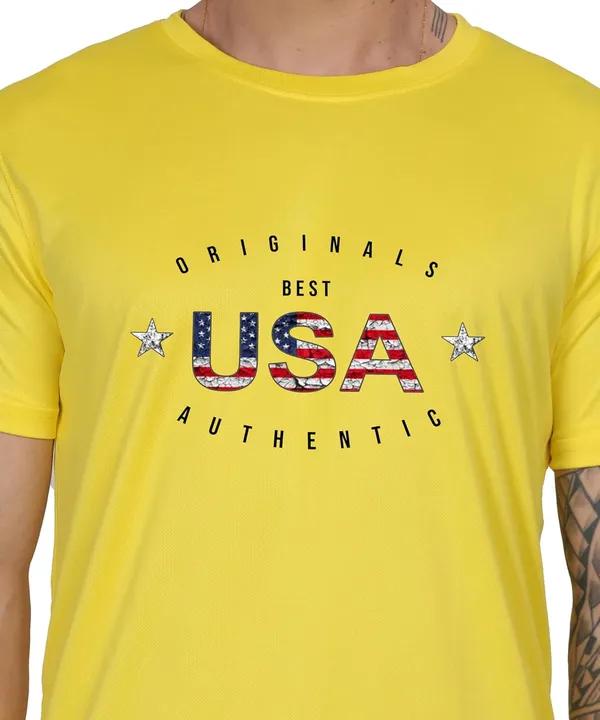 Yellow_Cotton_Printed_Crew_Neck_Half_Sleeve_T-Shirt_For_Men