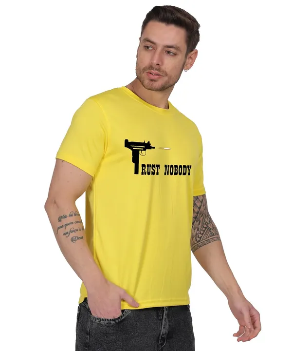Yellow_Cotton_Printed_Crew_Neck_Half_Sleeve_T-Shirt_For_Men