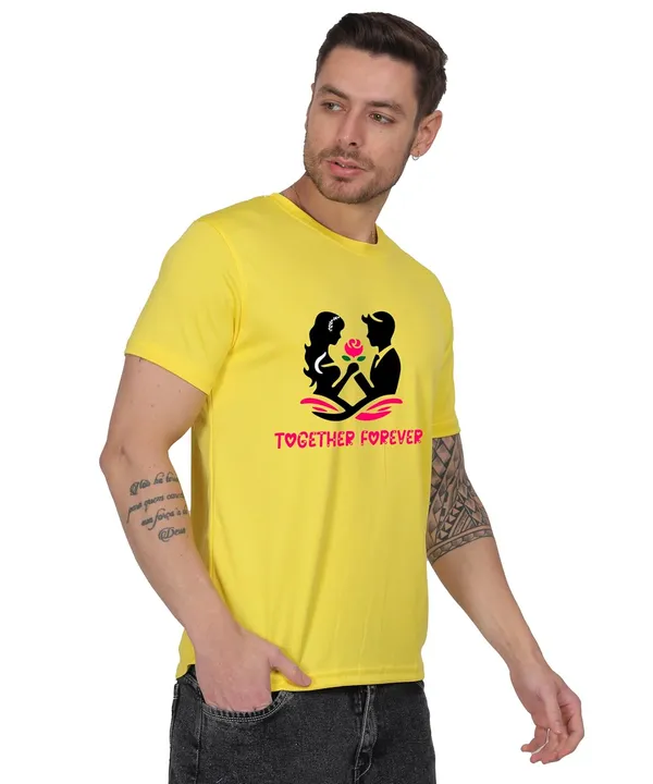 Yellow_Cotton_Printed_Crew_Neck_Half_Sleeve_T-Shirt_For_Men