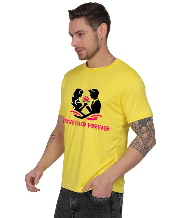 Yellow_Cotton_Printed_Crew_Neck_Half_Sleeve_T-Shirt_For_Men