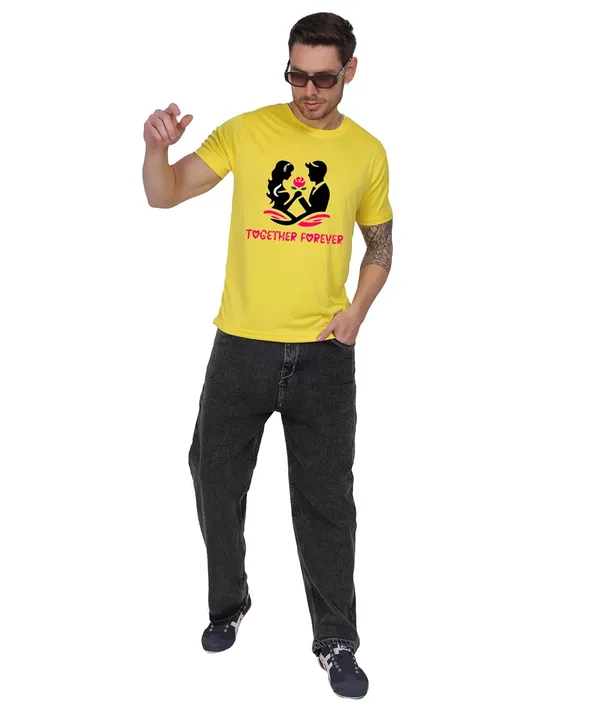 Yellow_Cotton_Printed_Crew_Neck_Half_Sleeve_T-Shirt_For_Men