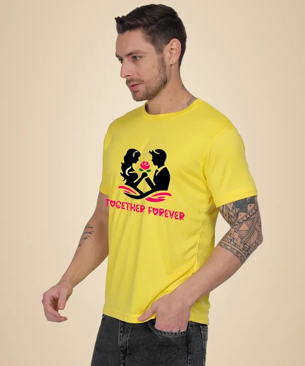 Yellow_Cotton_Printed_Crew_Neck_Half_Sleeve_T-Shirt_For_Men