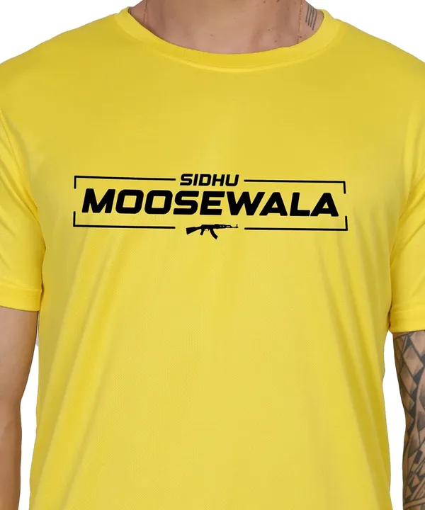 Yellow_Cotton_Printed_Crew_Neck_Half_Sleeve_T-Shirt_For_Men