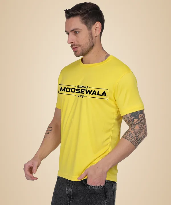 Yellow_Cotton_Printed_Crew_Neck_Half_Sleeve_T-Shirt_For_Men
