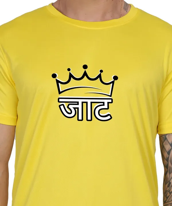 Yellow_Cotton_Printed_Crew_Neck_Half_Sleeve_T-Shirt_For_Men