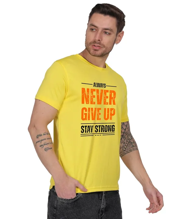 Yellow_Cotton_Printed_Crew_Neck_Half_Sleeve_T-Shirt_For_Men