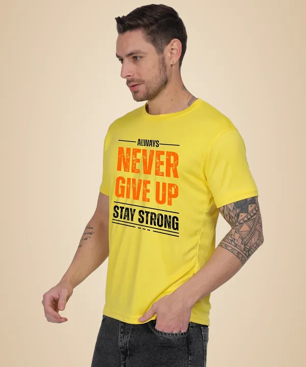 Yellow_Cotton_Printed_Crew_Neck_Half_Sleeve_T-Shirt_For_Men