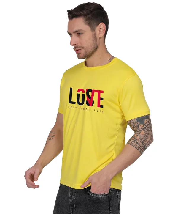 Yellow_Cotton_Printed_Crew_Neck_Half_Sleeve_T-Shirt_For_Men