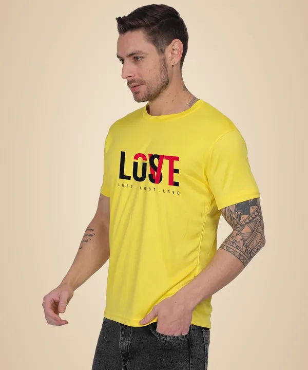 Yellow_Cotton_Printed_Crew_Neck_Half_Sleeve_T-Shirt_For_Men