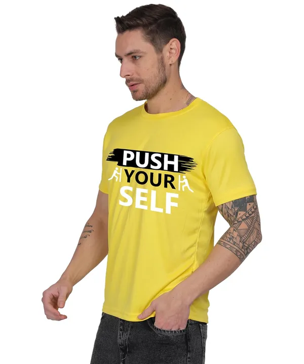 Yellow_Cotton_Printed_Crew_Neck_Half_Sleeve_T-Shirt_For_Men