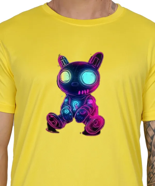 Yellow_Cotton_Printed_Crew_Neck_Half_Sleeve_T-Shirt_For_Men