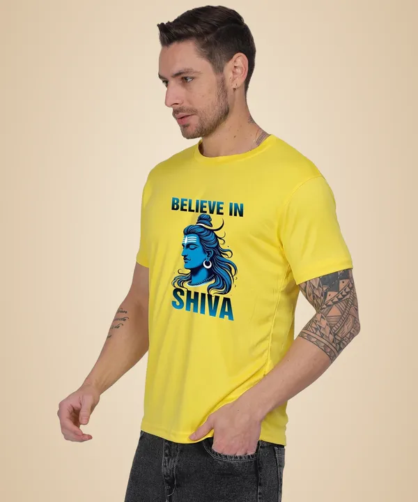Yellow_Cotton_Printed_Crew_Neck_Half_Sleeve_T-Shirt_For_Men