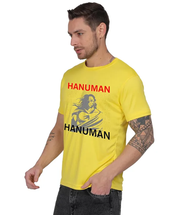 Yellow_Cotton_Printed_Crew_Neck_Half_Sleeve_T-Shirt_For_Men