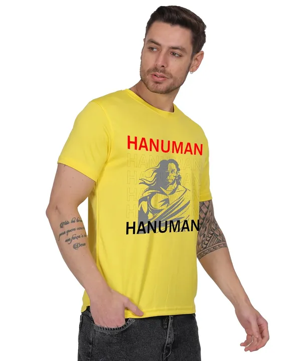 Yellow_Cotton_Printed_Crew_Neck_Half_Sleeve_T-Shirt_For_Men