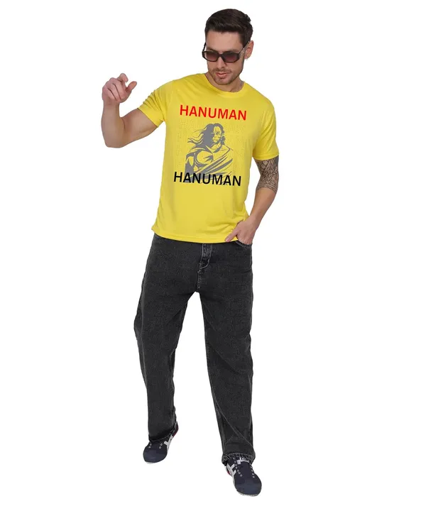 Yellow_Cotton_Printed_Crew_Neck_Half_Sleeve_T-Shirt_For_Men