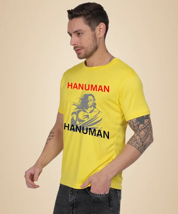 Yellow_Cotton_Printed_Crew_Neck_Half_Sleeve_T-Shirt_For_Men