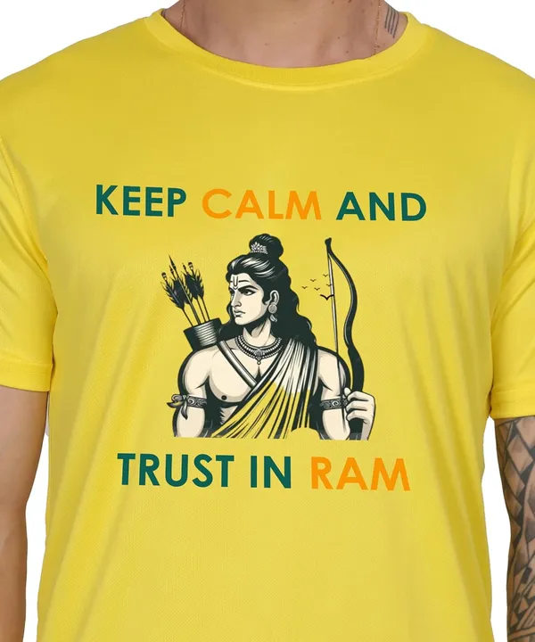 Yellow_Cotton_Printed_Crew_Neck_Half_Sleeve_T-Shirt_For_Men
