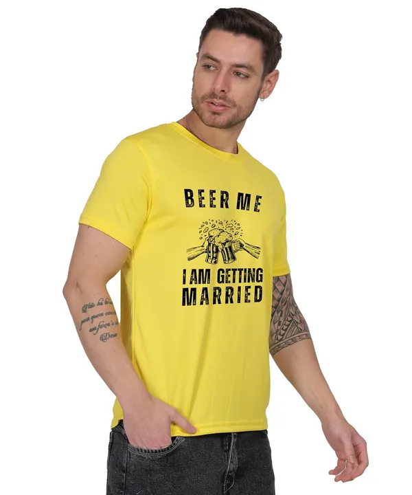 Yellow_Cotton_Printed_Crew_Neck_Half_Sleeve_T-Shirt_For_Men