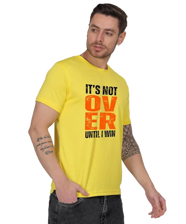 Yellow_Cotton_Printed_Crew_Neck_Half_Sleeve_T-Shirt_For_Men