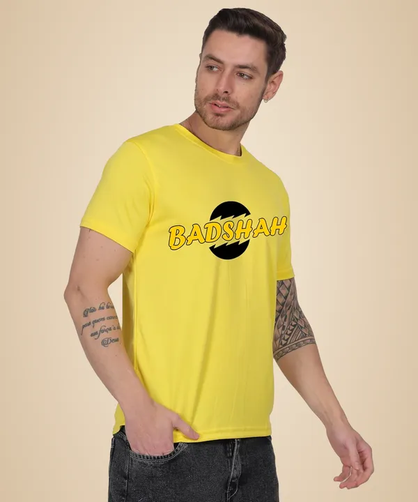 Yellow_Cotton_Printed_Crew_Neck_Half_Sleeve_T-Shirt_For_Men