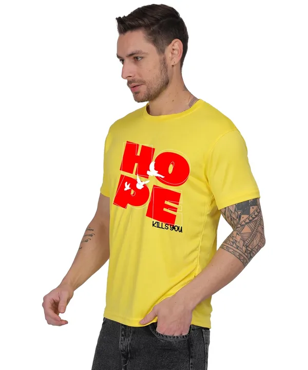 Yellow_Cotton_Printed_Crew_Neck_Half_Sleeve_T-Shirt_For_Men