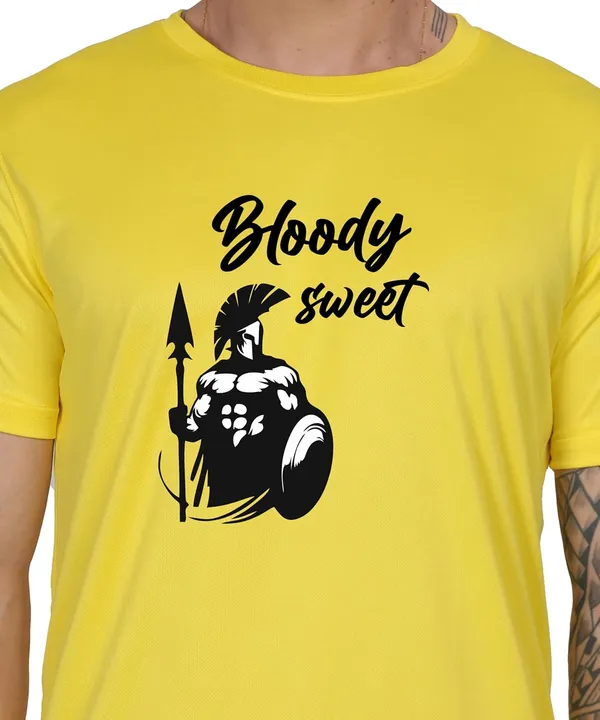 Yellow_Cotton_Printed_Crew_Neck_Half_Sleeve_T-Shirt_For_Men