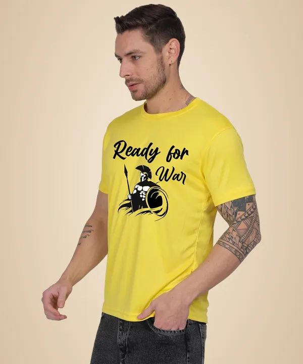 Yellow_Cotton_Printed_Crew_Neck_Half_Sleeve_T-Shirt_For_Men