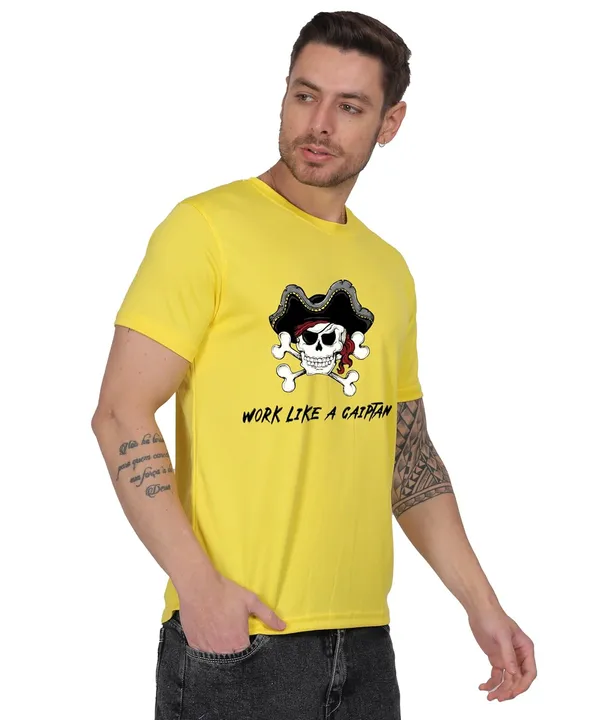 Yellow_Cotton_Printed_Crew_Neck_Half_Sleeve_T-Shirt_For_Men