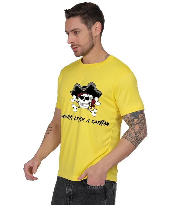 Yellow_Cotton_Printed_Crew_Neck_Half_Sleeve_T-Shirt_For_Men