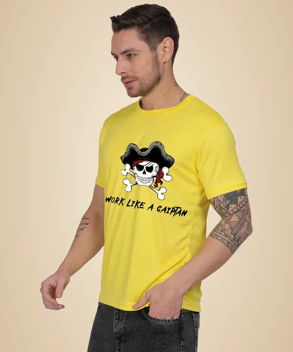 Yellow_Cotton_Printed_Crew_Neck_Half_Sleeve_T-Shirt_For_Men