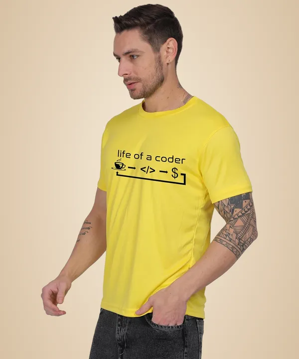 Yellow_Cotton_Printed_Crew_Neck_Half_Sleeve_T-Shirt_For_Men