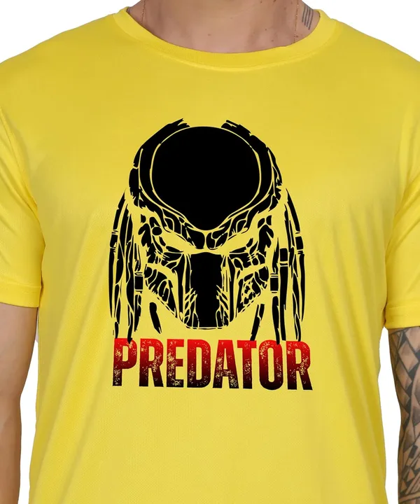 Yellow_Cotton_Printed_Crew_Neck_Half_Sleeve_T-Shirt_For_Men