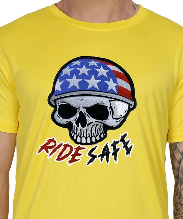 Yellow_Cotton_Printed_Crew_Neck_Half_Sleeve_T-Shirt_For_Men