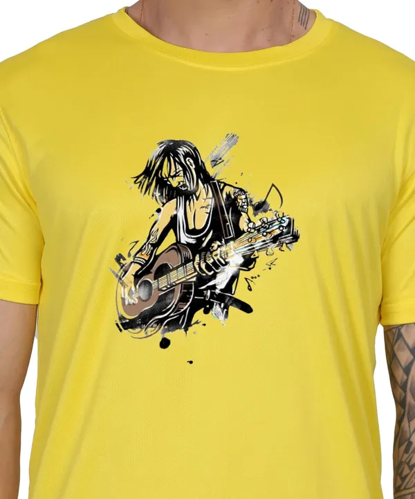 Yellow_Cotton_Printed_Crew_Neck_Half_Sleeve_T-Shirt_For_Men