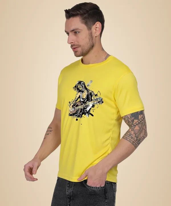 Yellow_Cotton_Printed_Crew_Neck_Half_Sleeve_T-Shirt_For_Men