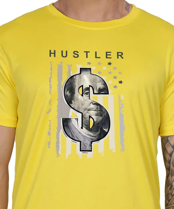 Yellow_Cotton_Printed_Crew_Neck_Half_Sleeve_T-Shirt_For_Men