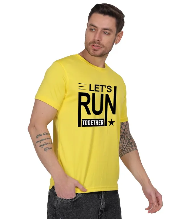 Yellow_Cotton_Printed_Crew_Neck_Half_Sleeve_T-Shirt_For_Men