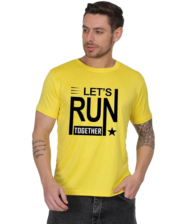 Yellow_Cotton_Printed_Crew_Neck_Half_Sleeve_T-Shirt_For_Men