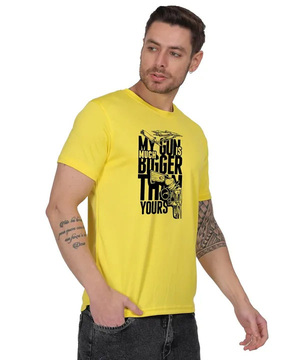 Yellow_Cotton_Printed_Crew_Neck_Half_Sleeve_T-Shirt_For_Men