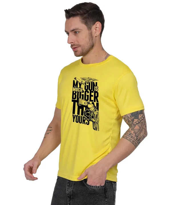 Yellow_Cotton_Printed_Crew_Neck_Half_Sleeve_T-Shirt_For_Men