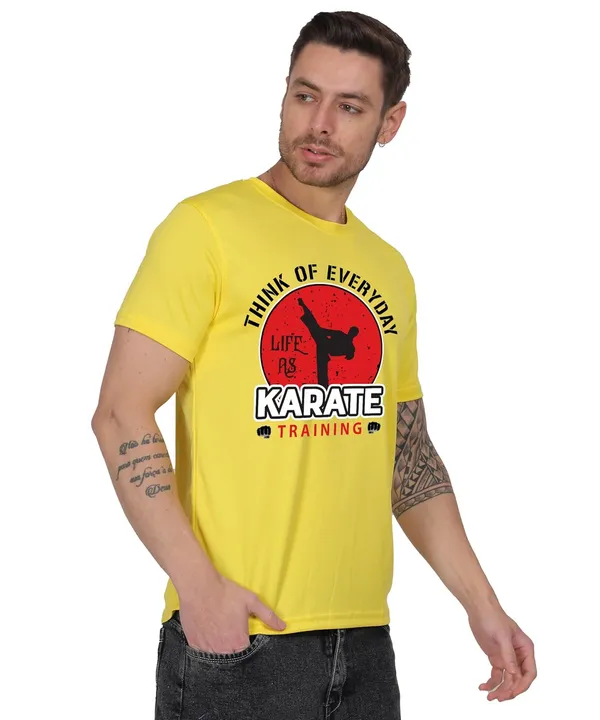 Yellow_Cotton_Printed_Crew_Neck_Half_Sleeve_T-Shirt_For_Men