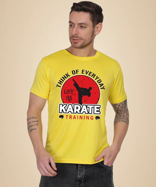 Yellow_Cotton_Printed_Crew_Neck_Half_Sleeve_T-Shirt_For_Men