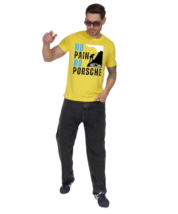 Yellow_Cotton_Printed_Crew_Neck_Half_Sleeve_T-Shirt_For_Men